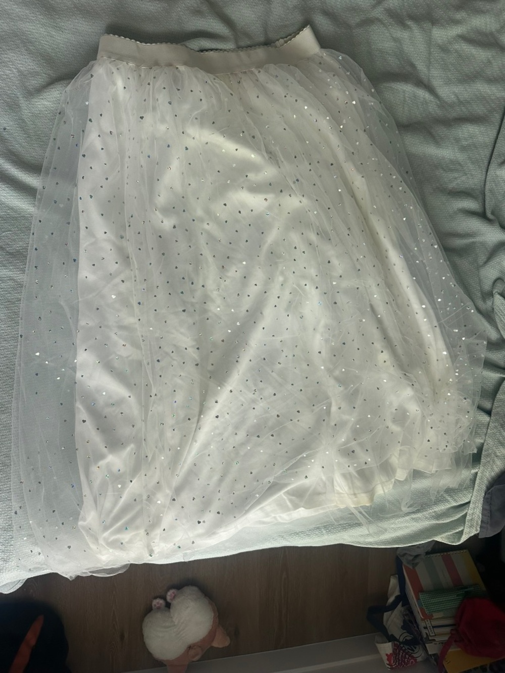 Midi Tulle Skirt (Heart Sequins)